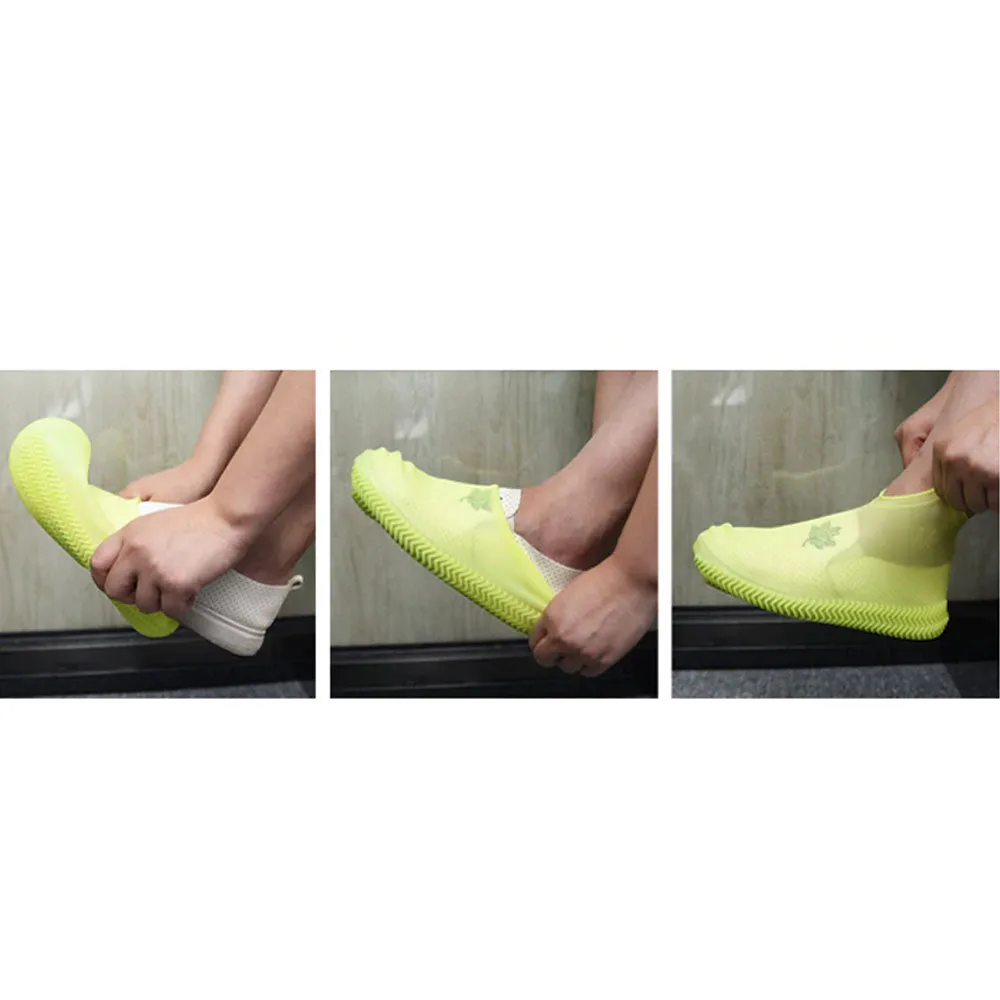(1 pair) Size L Reusable silicone shoe cover Water repellent (size 40-44) - Black