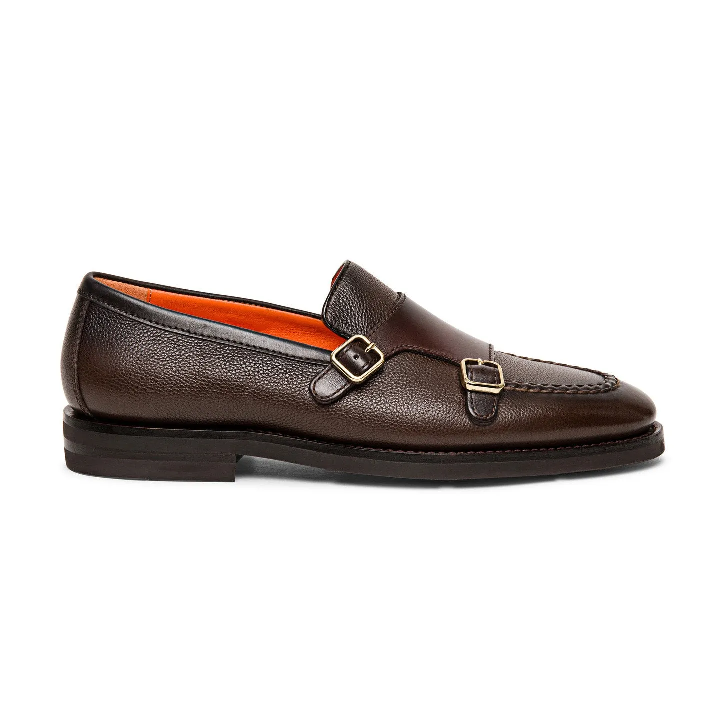 Brown Leather Tristan Monk Straps Loafers - AW24