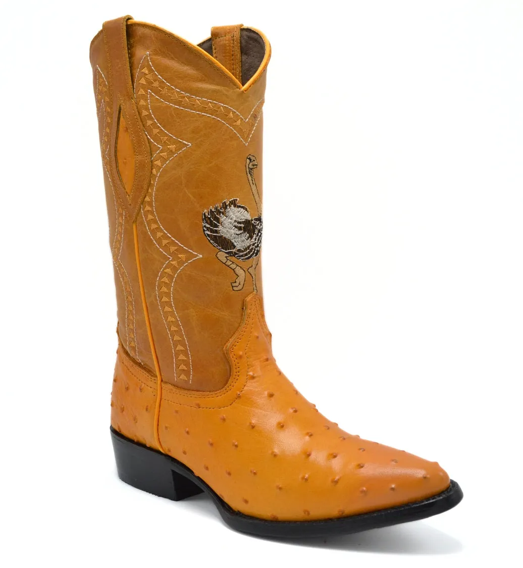 Combo JB901 Buttercup Combo Men's Western Boots: J Toe Cowboy boots in Genuine Leather Ostrich Print  001 Butter  Belt