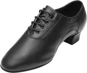 EnJoCho Toddler Walking Shoes Shoes Boys Modern Dance Shoes Prom Ballroom Latin Dance Shoes Solid Color Lace Up (Black, 32)