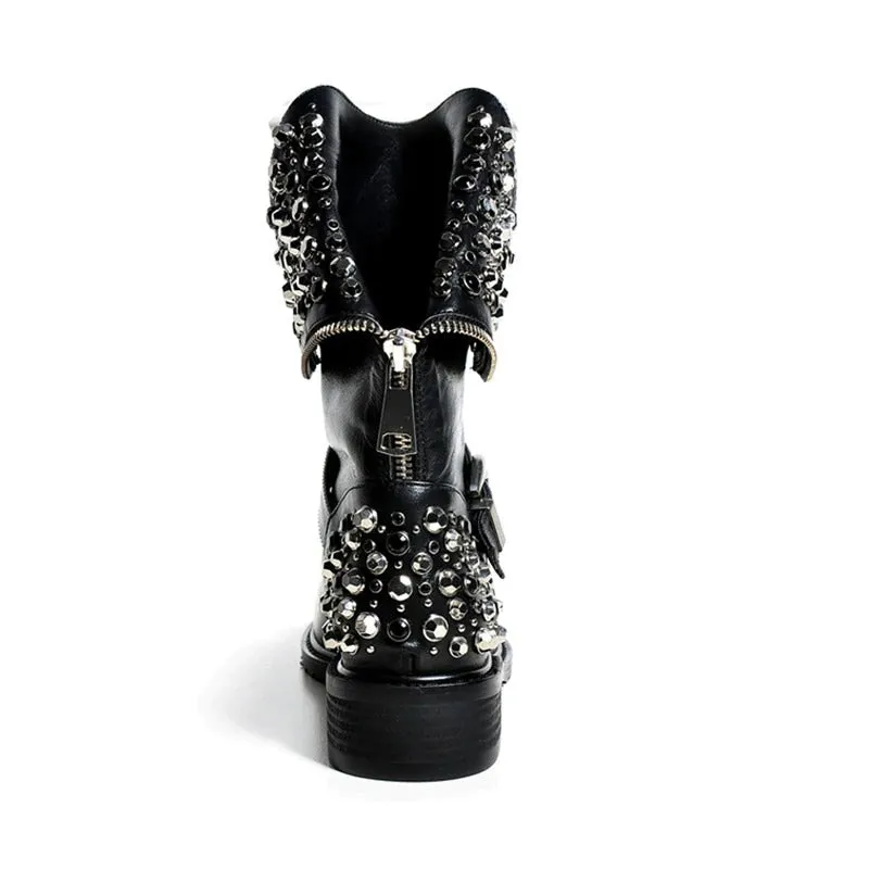 Fashion Women's Genuine Leather Ankle Boots / Black Warm Short Shoes for Lady