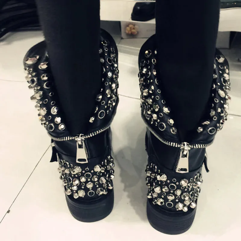 Fashion Women's Genuine Leather Ankle Boots / Black Warm Short Shoes for Lady