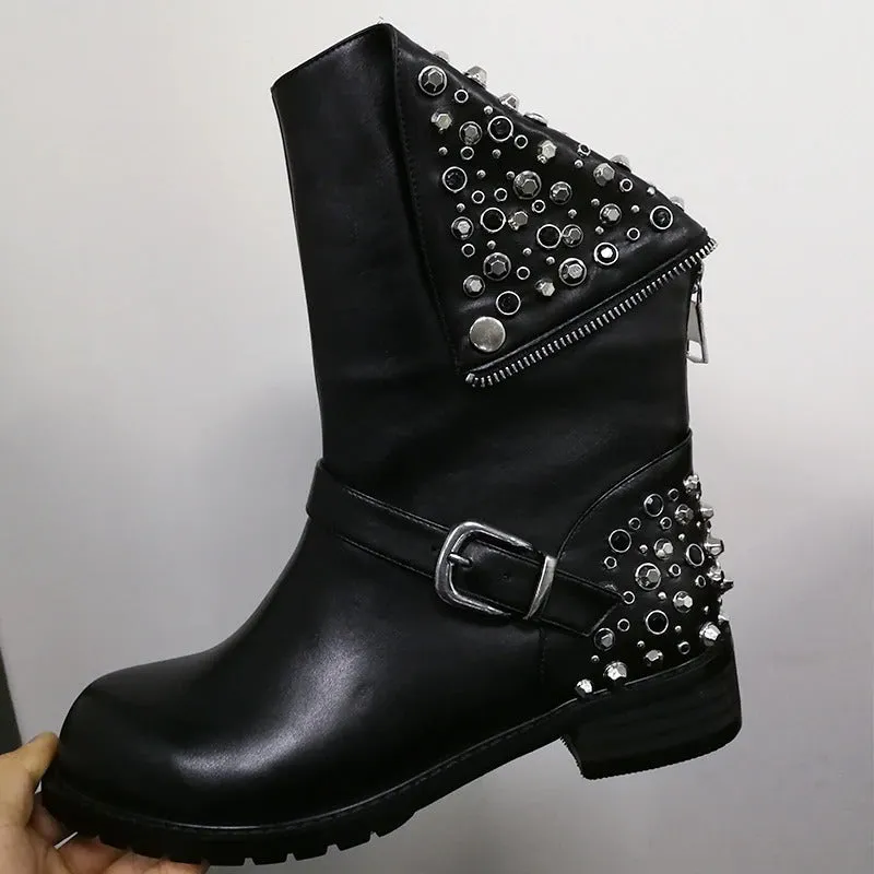 Fashion Women's Genuine Leather Ankle Boots / Black Warm Short Shoes for Lady