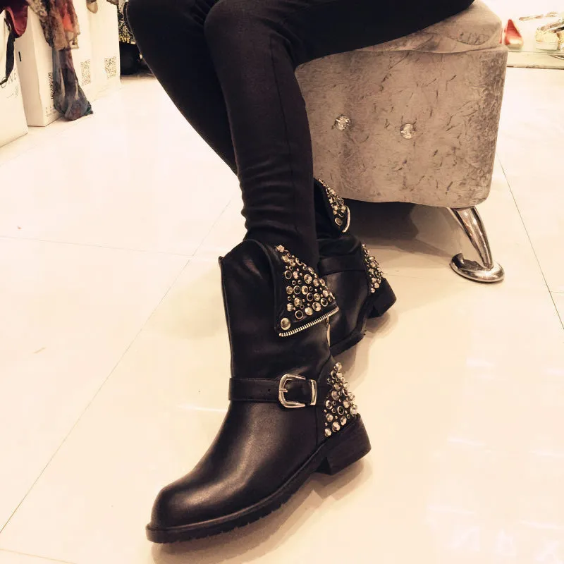 Fashion Women's Genuine Leather Ankle Boots / Black Warm Short Shoes for Lady