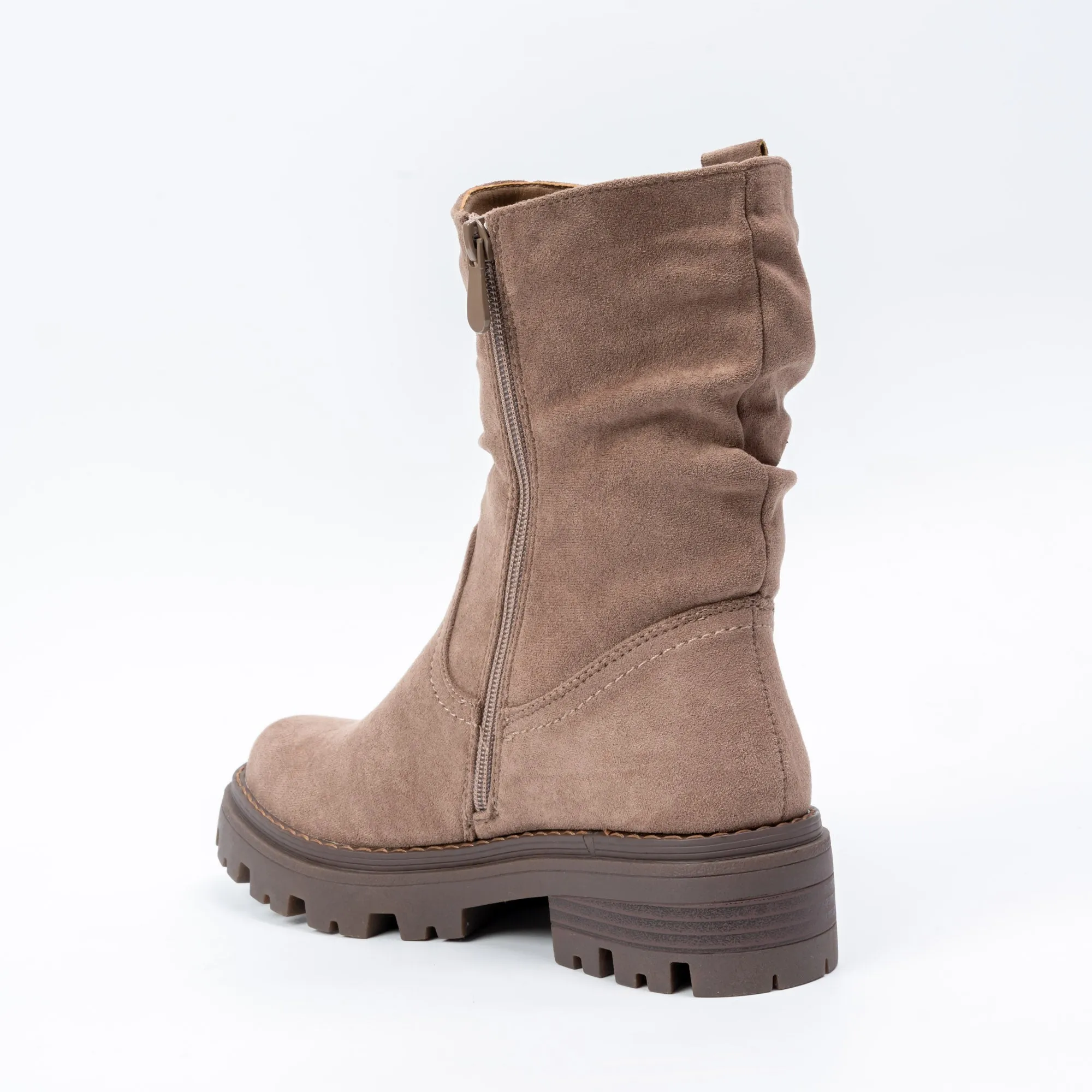 Gold Bear Charm - Khaki Suede Boots