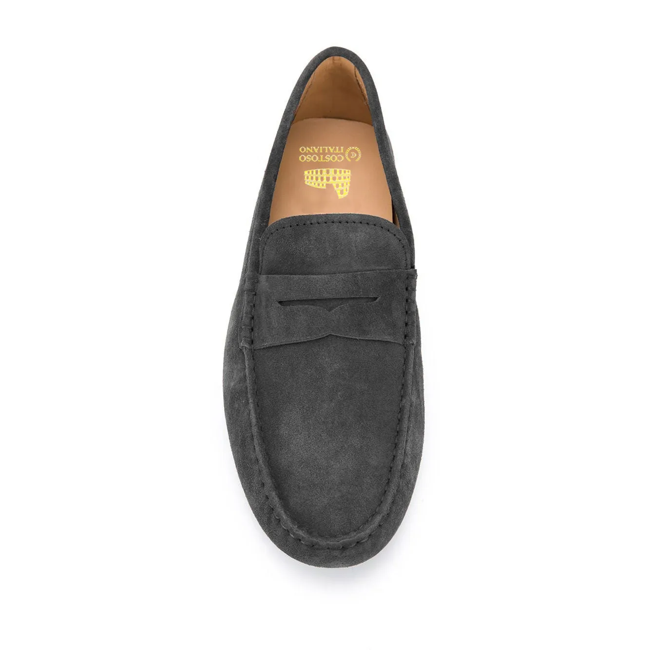 Height Increasing Grey Suede Alcalde Penny Driving Loafers