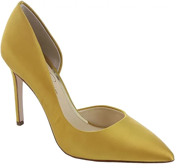 Jessica Simpson Prizma Satin Brass Pointed Toe Slip On Stiletto Fashion Pumps