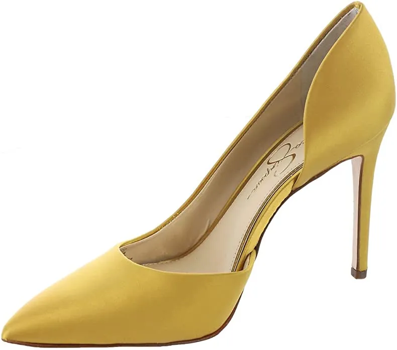 Jessica Simpson Prizma Satin Brass Pointed Toe Slip On Stiletto Fashion Pumps