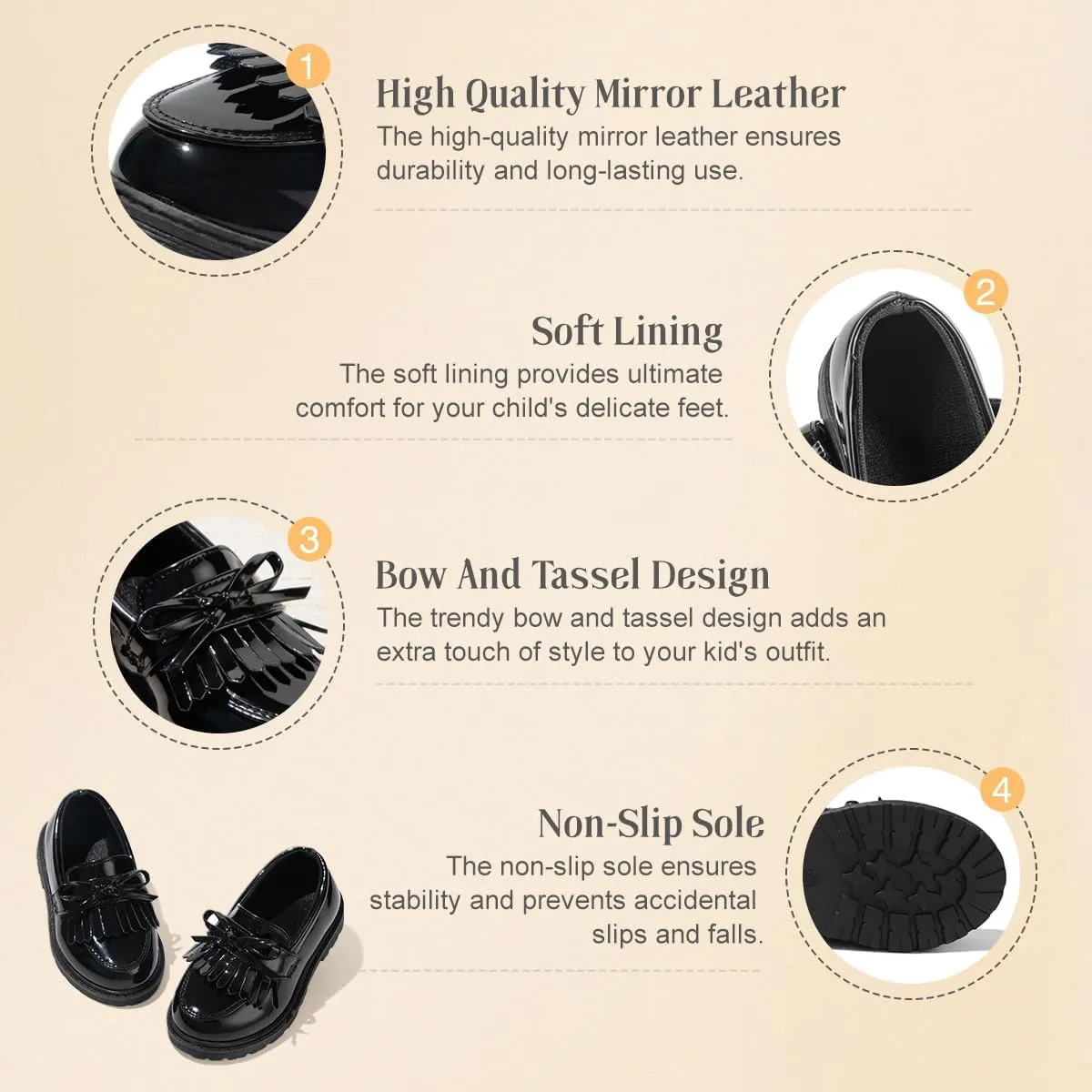 KIDSUN Toddler Boys Girls Dress Shoes Comfort Lace-Up Oxford School Uniform Shoes Loafer Flats (Toddler/Little Kid) E-Black