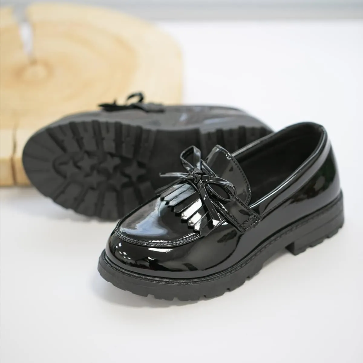 KIDSUN Toddler Boys Girls Dress Shoes Comfort Lace-Up Oxford School Uniform Shoes Loafer Flats (Toddler/Little Kid) E-Black