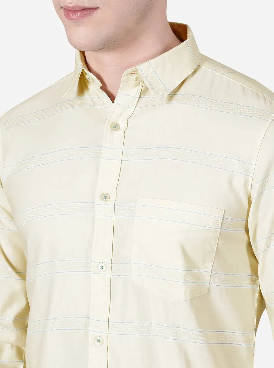 Mellow Yellow Striped Slim Fit Semi Casual Shirt | JadeBlue