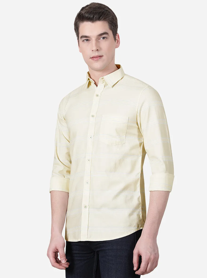 Mellow Yellow Striped Slim Fit Semi Casual Shirt | JadeBlue