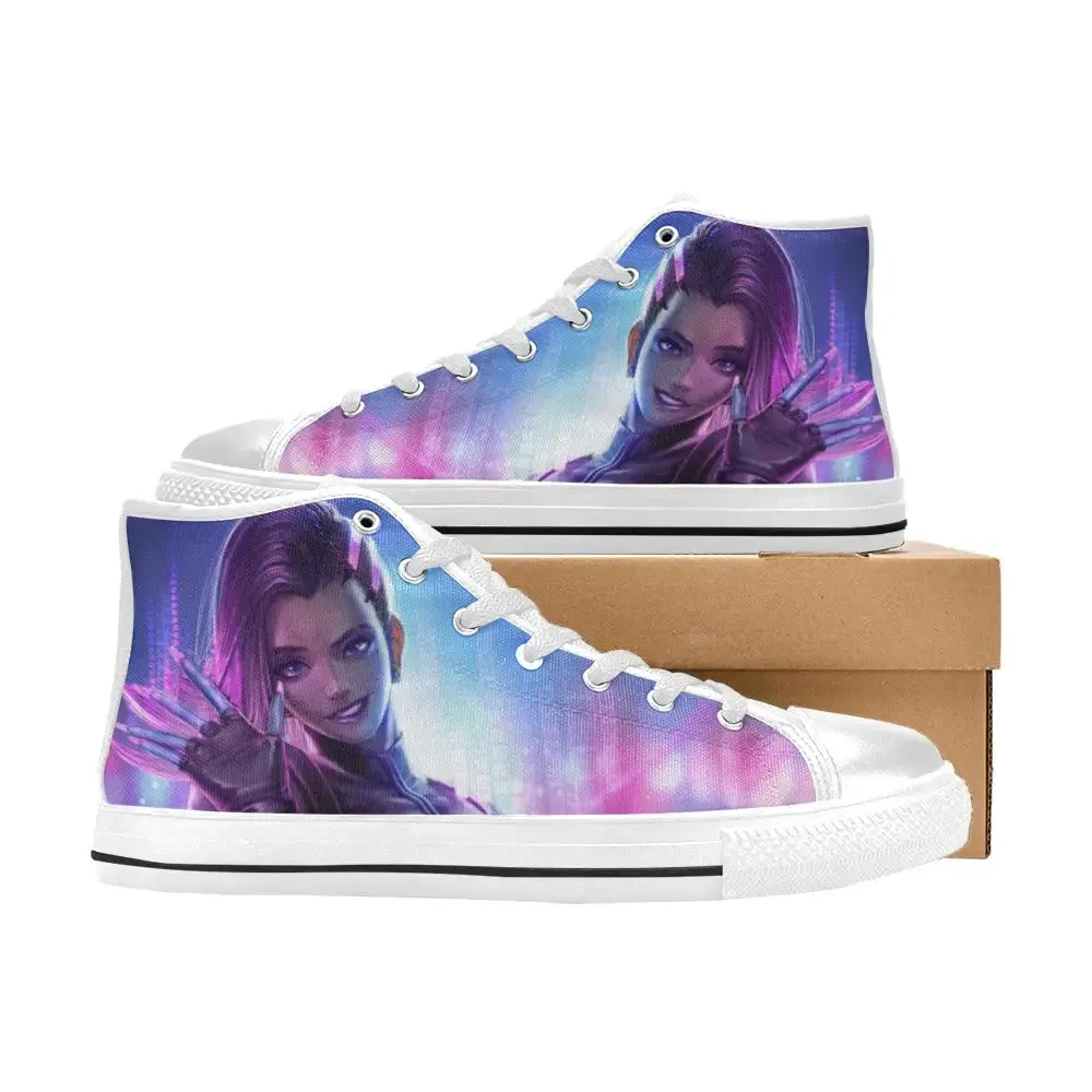 Overwatch Shoes , Overwatch Sombra Shoes High Top Sneakers for Kids and Adults