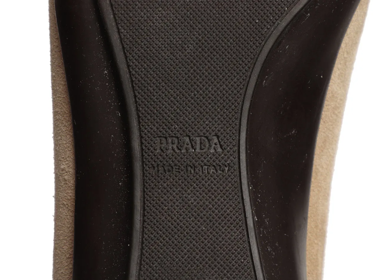 Prada Beige Suede Moccasin Loafers