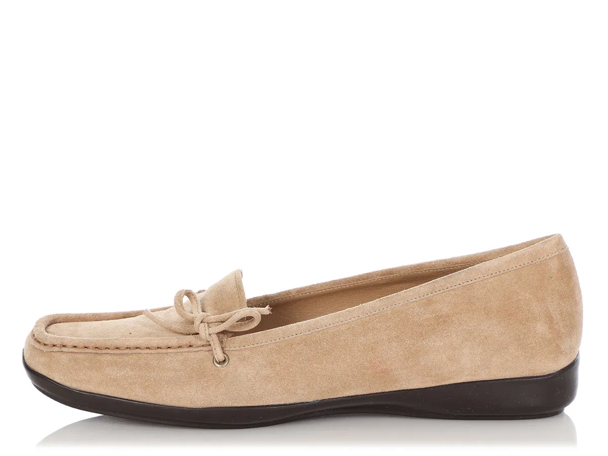 Prada Beige Suede Moccasin Loafers