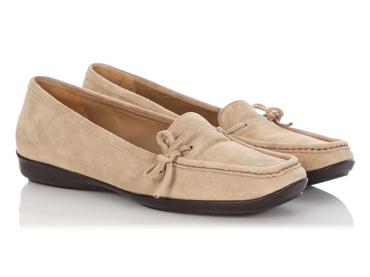 Prada Beige Suede Moccasin Loafers