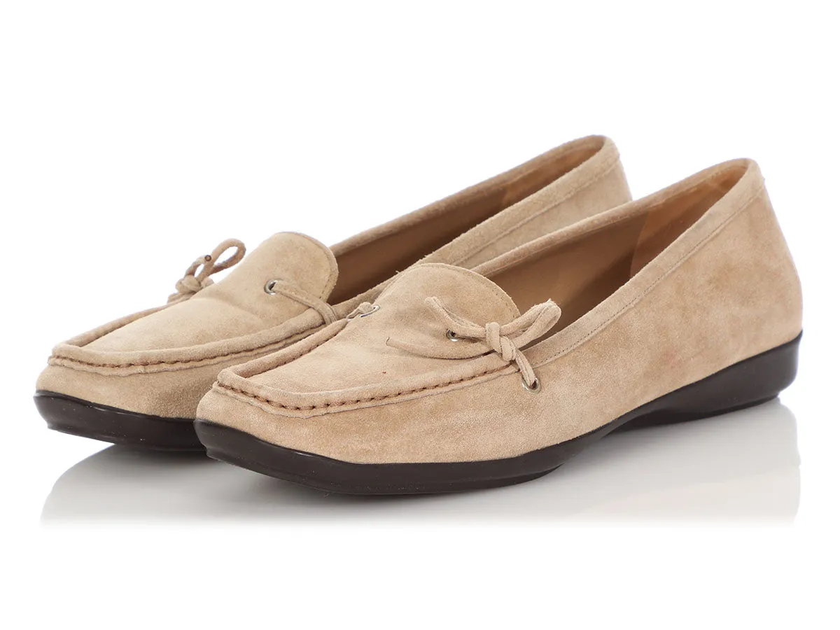 Prada Beige Suede Moccasin Loafers