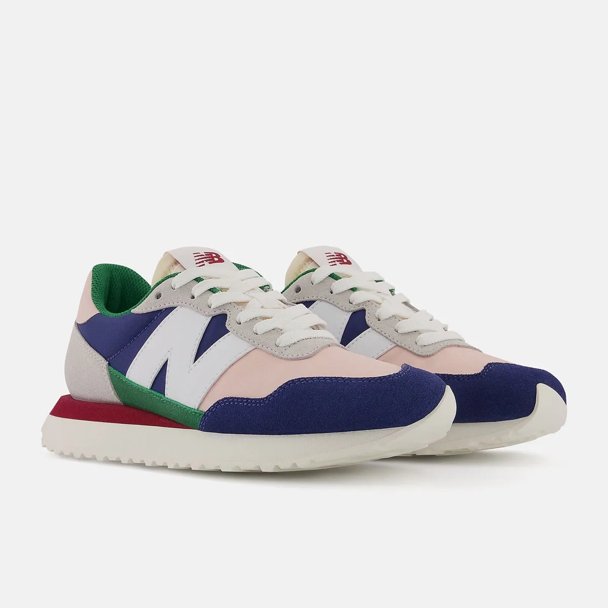 Scarpe Donna NEW BALANCE Sneakers 237 in Suede e Mesh colore Light Grey Moon Shadow Blue e Green