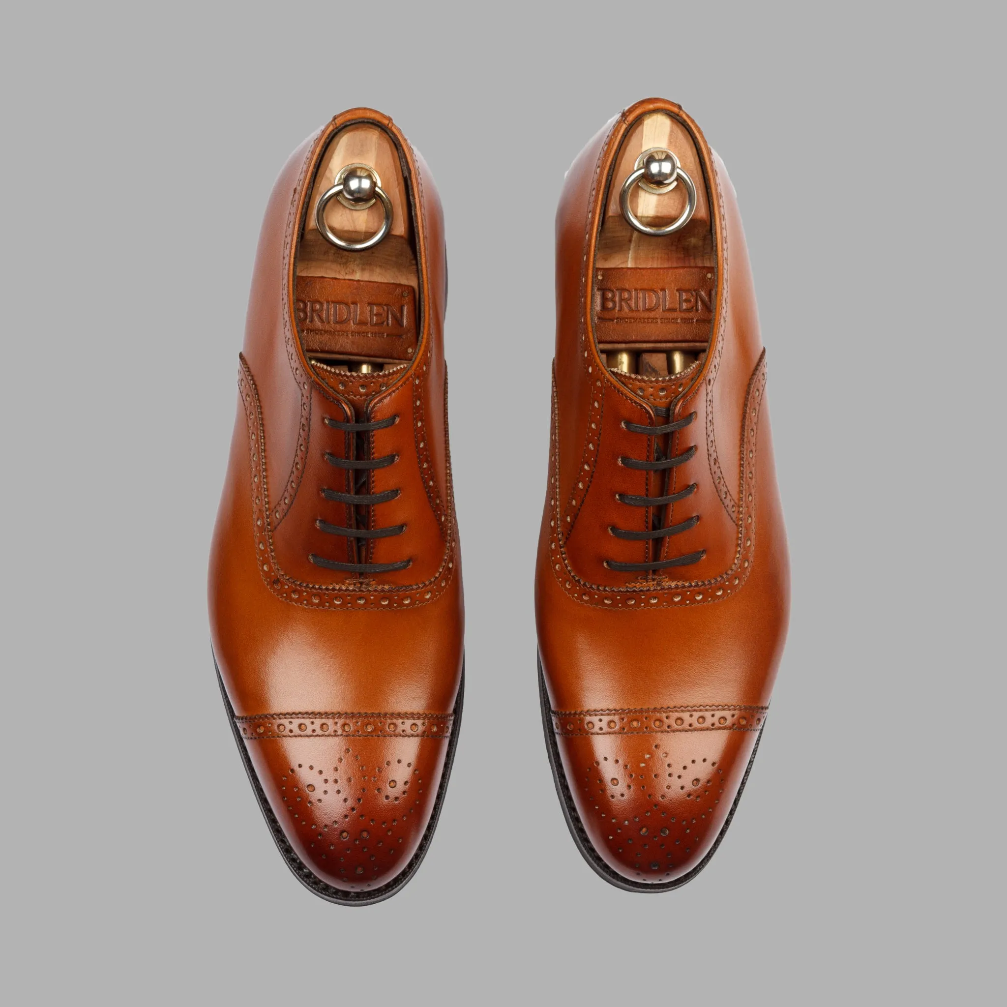 Semi Brogue Oxford in Cuoio Brown Leather