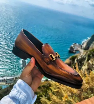 Tan Leather Delara Horse Bit Loafers - AW24