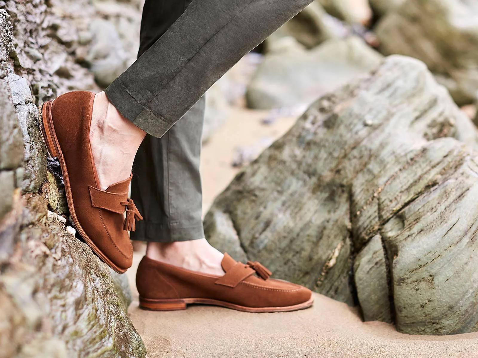 Tan Suede Alectrona Tassel Loafers - SS23