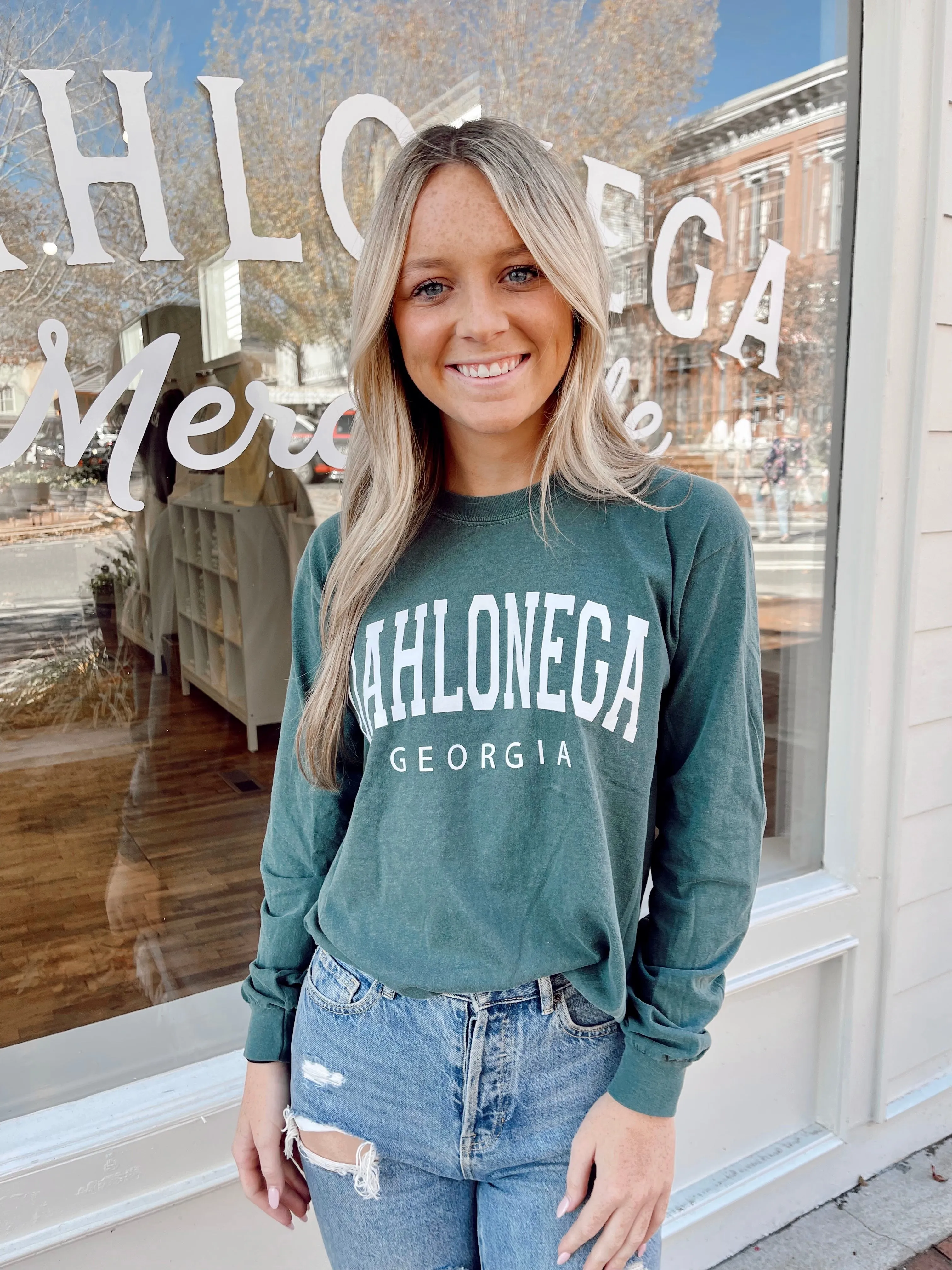 Teal Dahlonega Georgia Long Sleeve Tee