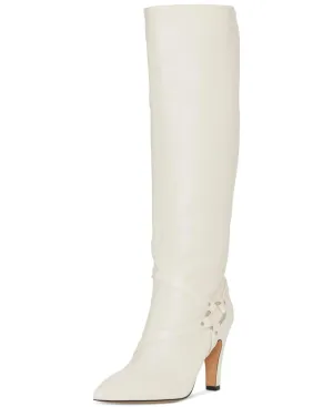 Vince Camuto Charmina Pointed Toe Warm Winter White Leather Knee High Boot