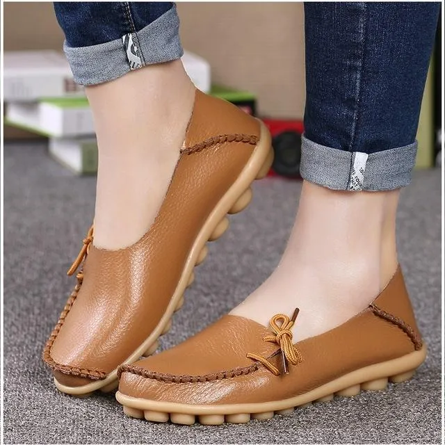 Women Flats Soft Genuine Leather Shoes Women Moccasins Shallow Casual Shoes