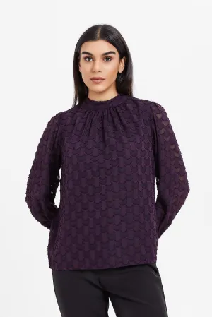 Women Purple Jacquard Blouse
