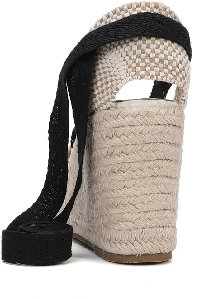 Womens Platform Wedges Espadrilles, 3" Wedge, Soft Ankle-Tie Strap, Closed Toe, Classic Summer Sandals
