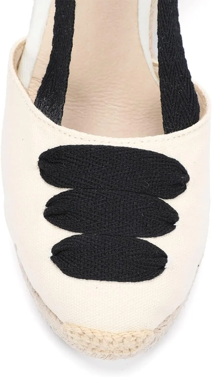 Womens Platform Wedges Espadrilles, 3" Wedge, Soft Ankle-Tie Strap, Closed Toe, Classic Summer Sandals